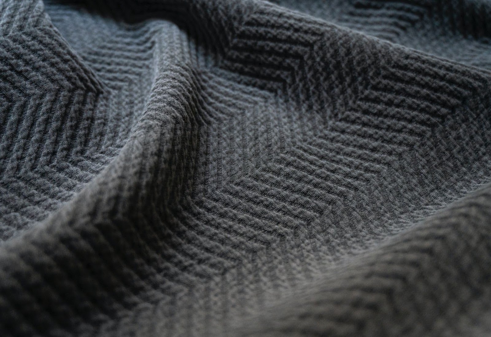 Close up of a textured black blanket