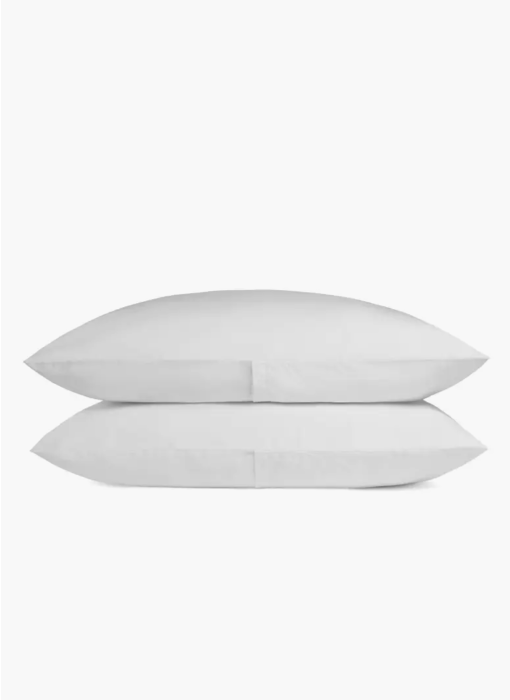 Two pillows covered in white Parachute brushed cotton pillowcases