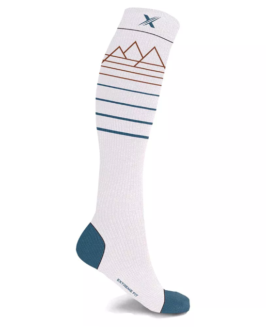Extreme Fit Premium Merino Wool Compression Socks with blue stripes