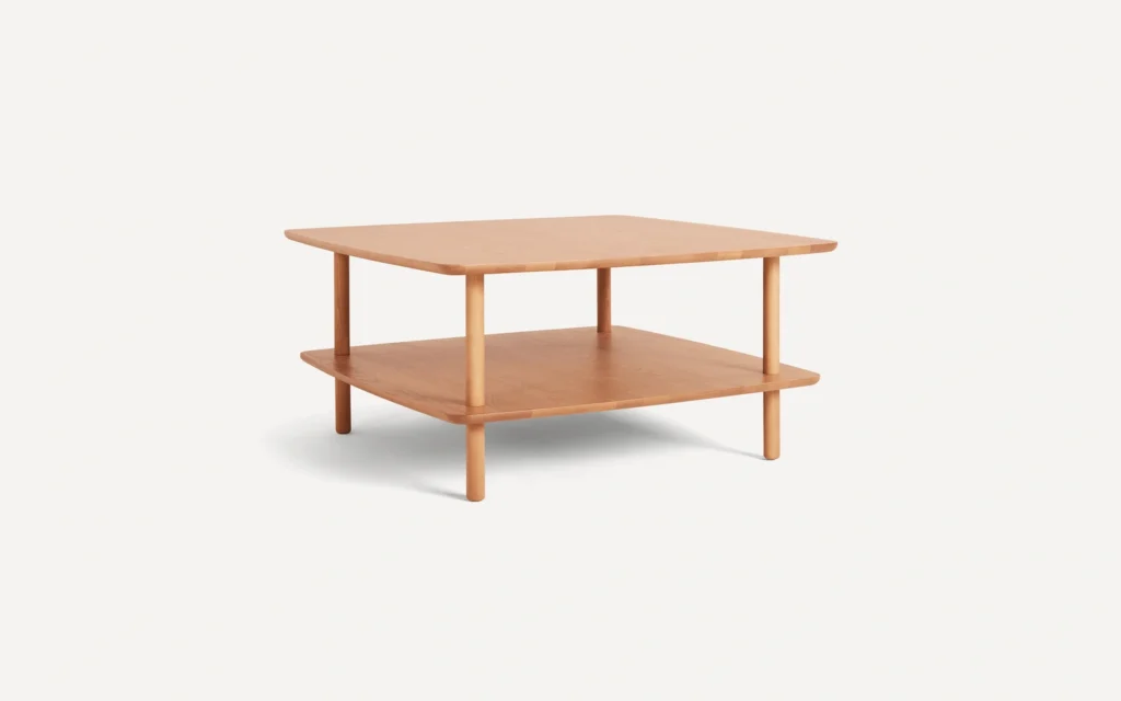 Serif Square Coffee Table: A sustainable coffee table with an oak wood finish