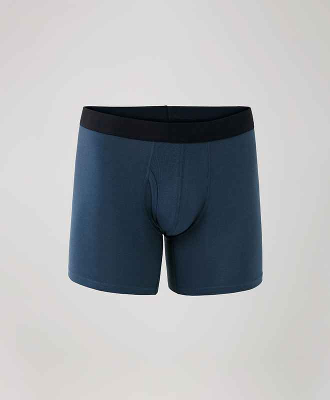 Eco-Friendly Comfort for All: Pact Men's organic underwear shown in navy blue 