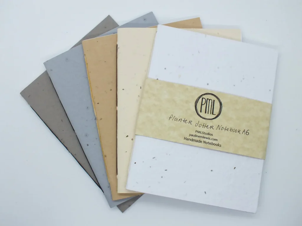 Sustainable Notebooks from PML studios laying flat on a table 