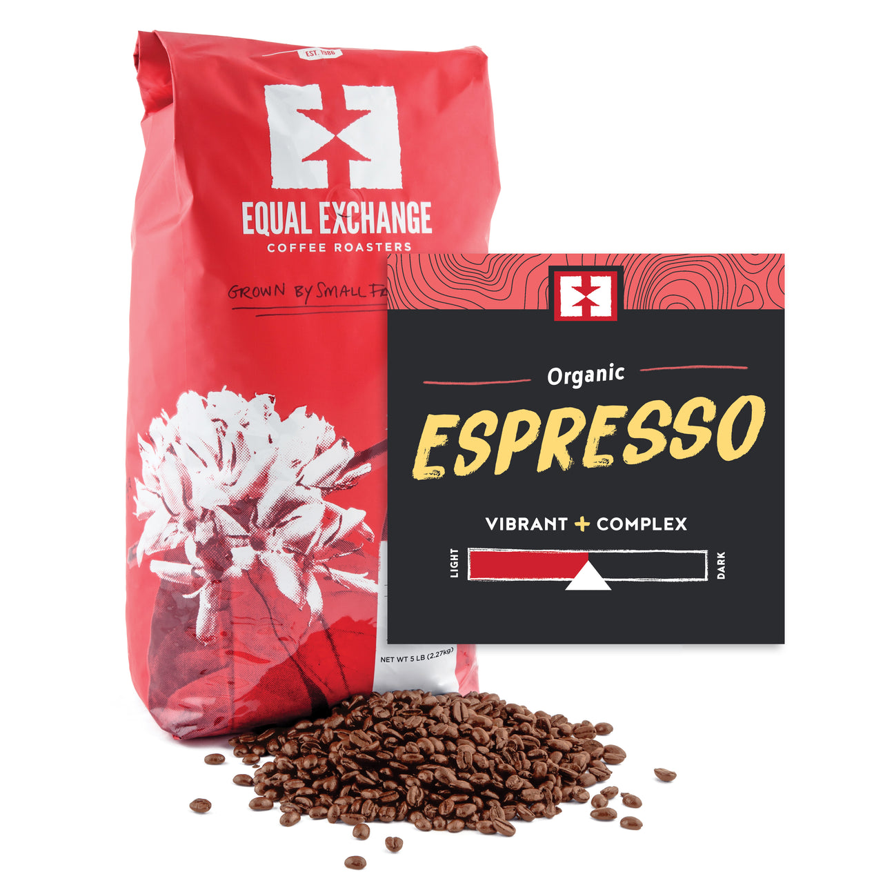 Equal Exchange Organic Espresso Coffee: A robust, slow-roasted blend with notes of plum and berries, supporting fair trade and organic farming practices.
