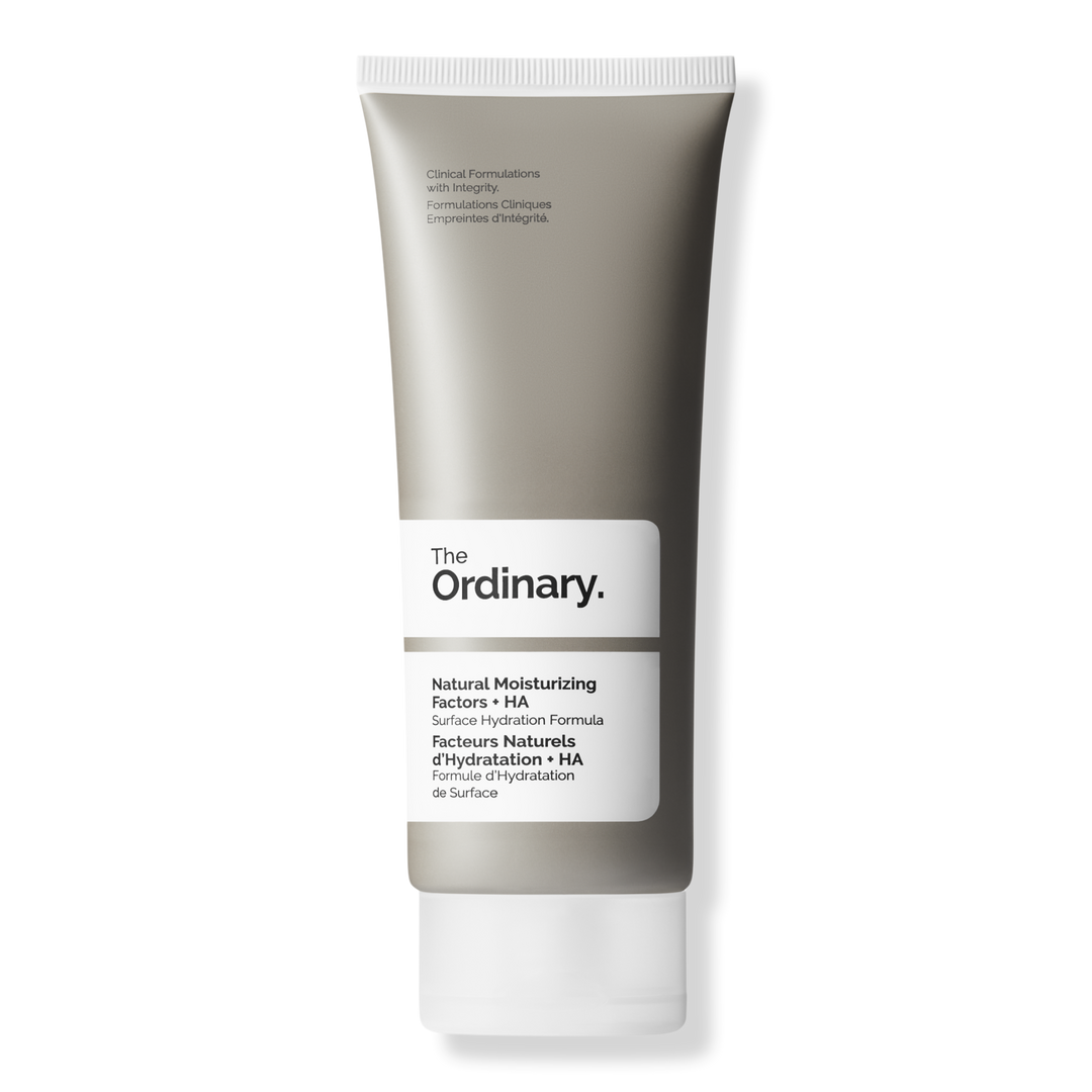 A gray squeeze container of The Ordinary’s Natural Moisturizing Factors + HA