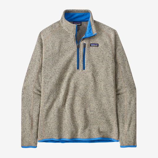 Elevate your corporate gifting with Custom Patagonia Sweaters & Jackets in Oar Tan w/Vessel Blue, embodying sustainability and style.