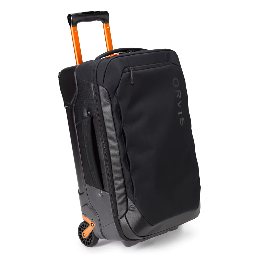 Sustainable Travel Luggage: Trekkage LT Carry-On Roller in black and orange