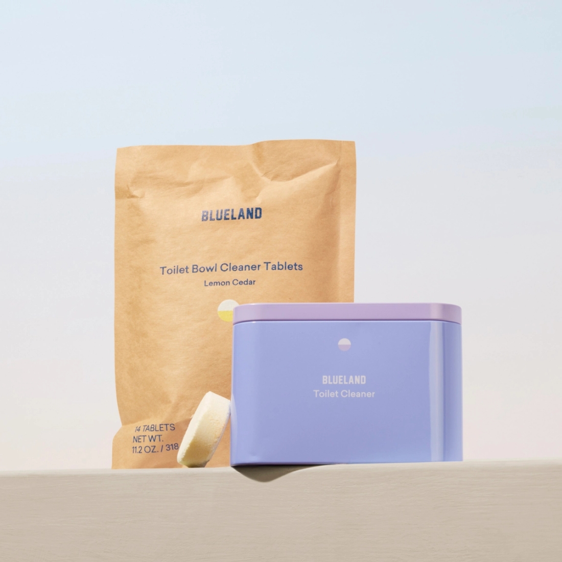 Blueland Toilet Bowl Cleaner Starter Set: Sustainable Clean, Plastic-Free Packaging.