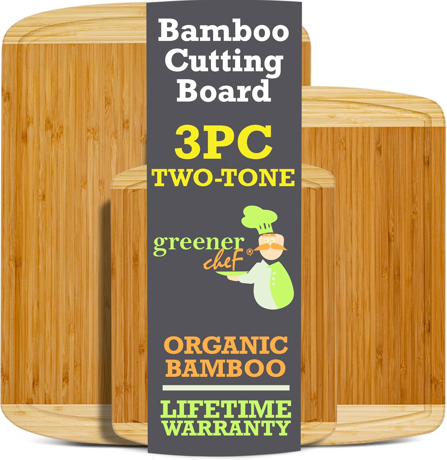 Two-tone bamboo cutting boards set