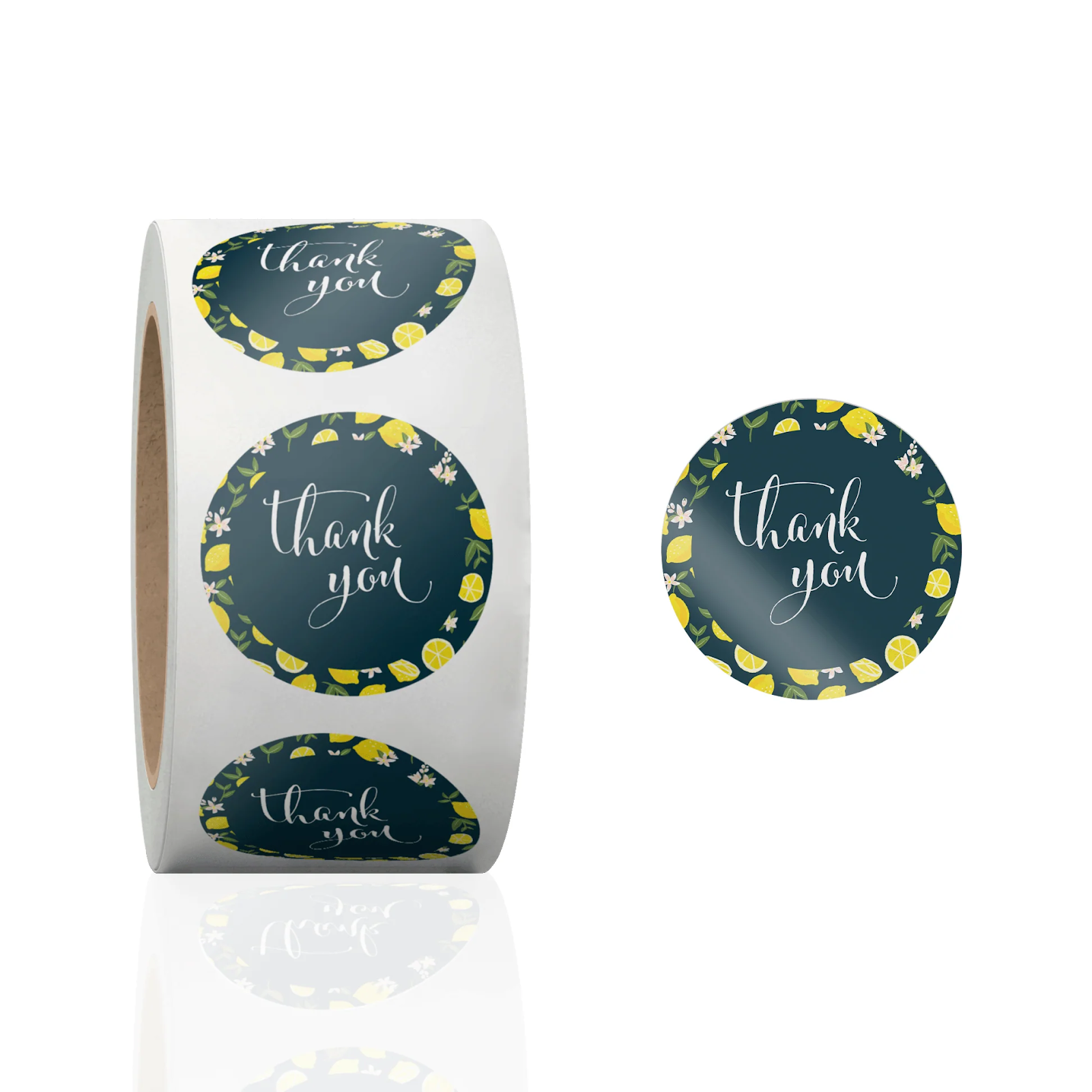 Eco-friendly thank you stickers with a lemon-themed design
