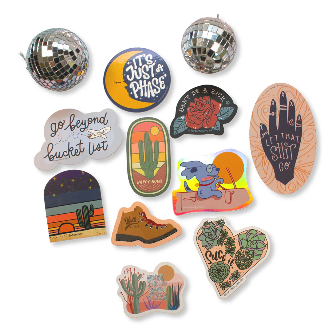 A bundle of sustainable stickers from bobo design studio