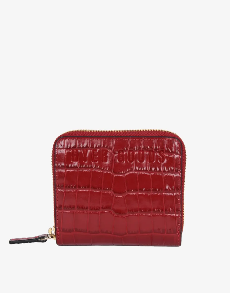 Recycled Leather Luxe Zip Wallet in red 