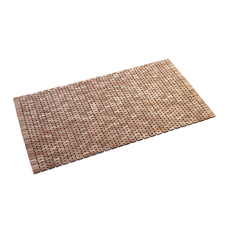 Avocado wooden bath mat: sustainable beech wood, luxurious spa feel.
