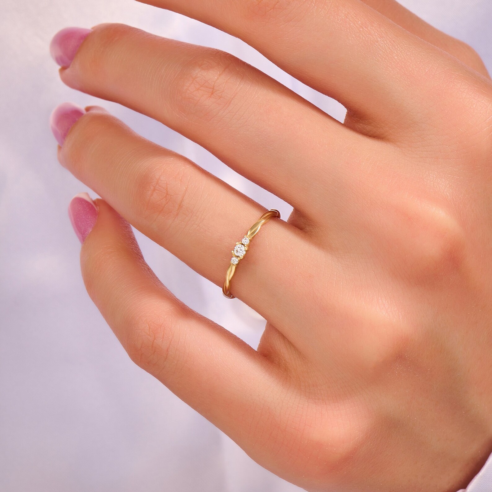 Etsy 14k Gold Minimal Twisted Engagement Ring - Elegant and Affordable