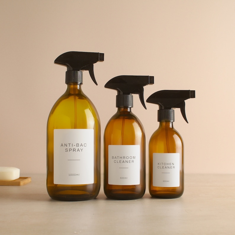 BPA-Free Amber Glass Spray Bottle with Trigger Spray Lid