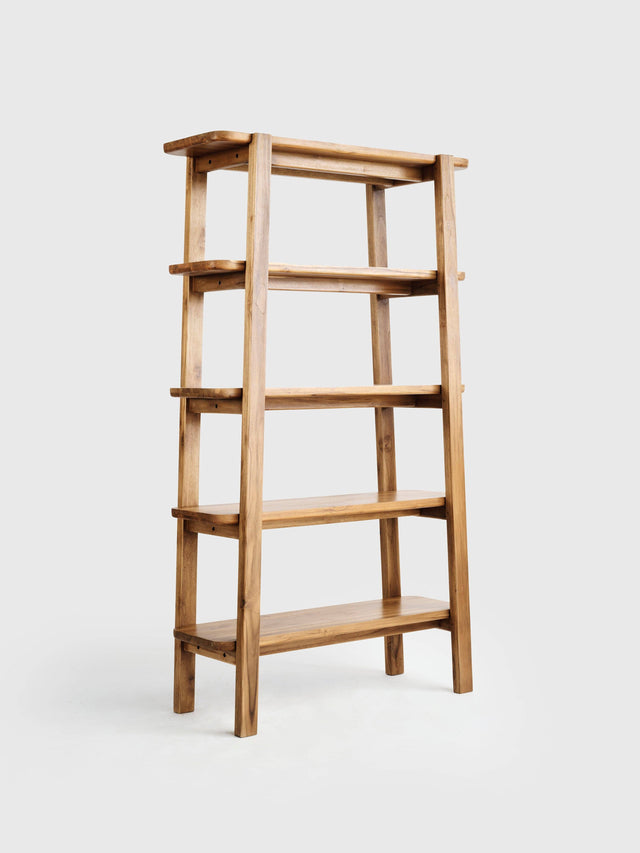 Introducing the Apanas Shelf in a natural wood finish - a sustainable bookcase for eco-friendly living.
