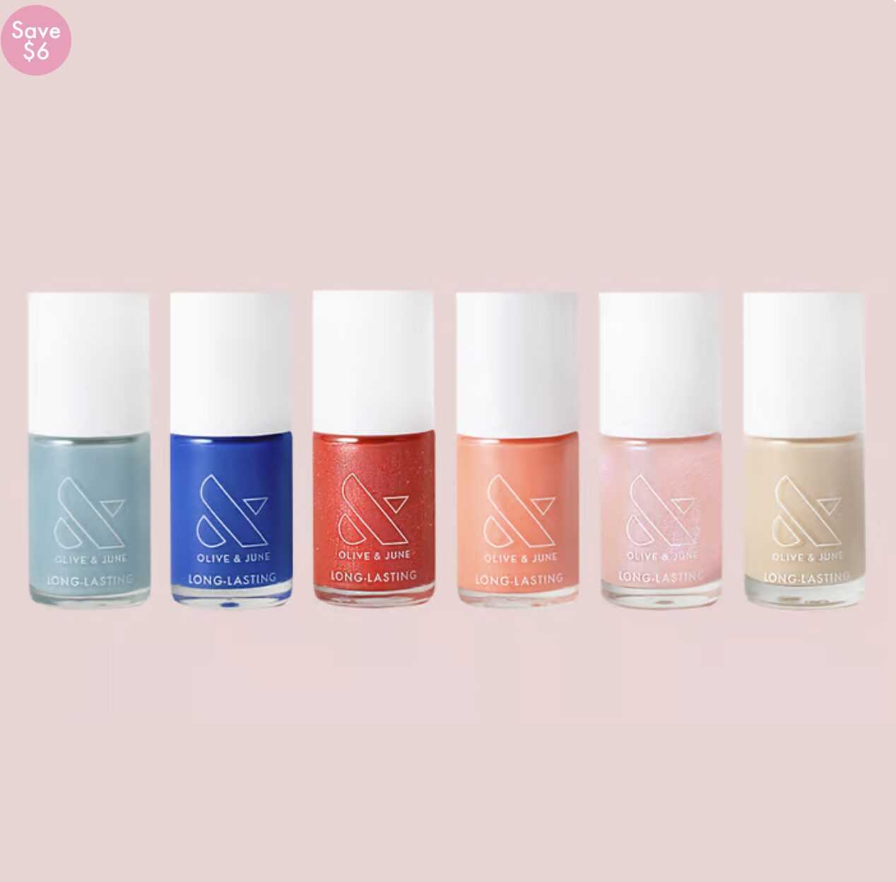 Olive & June best non-toxic nail polish set featuring long-lasting, vegan, cruelty-free, 15-free formula.