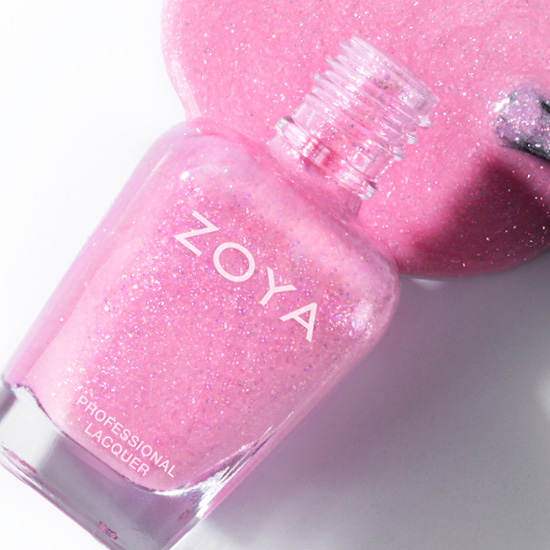 Zoya pink glitter best non-toxic nail polish, 10-free, vegan, long-lasting, and cruelty-free formula.