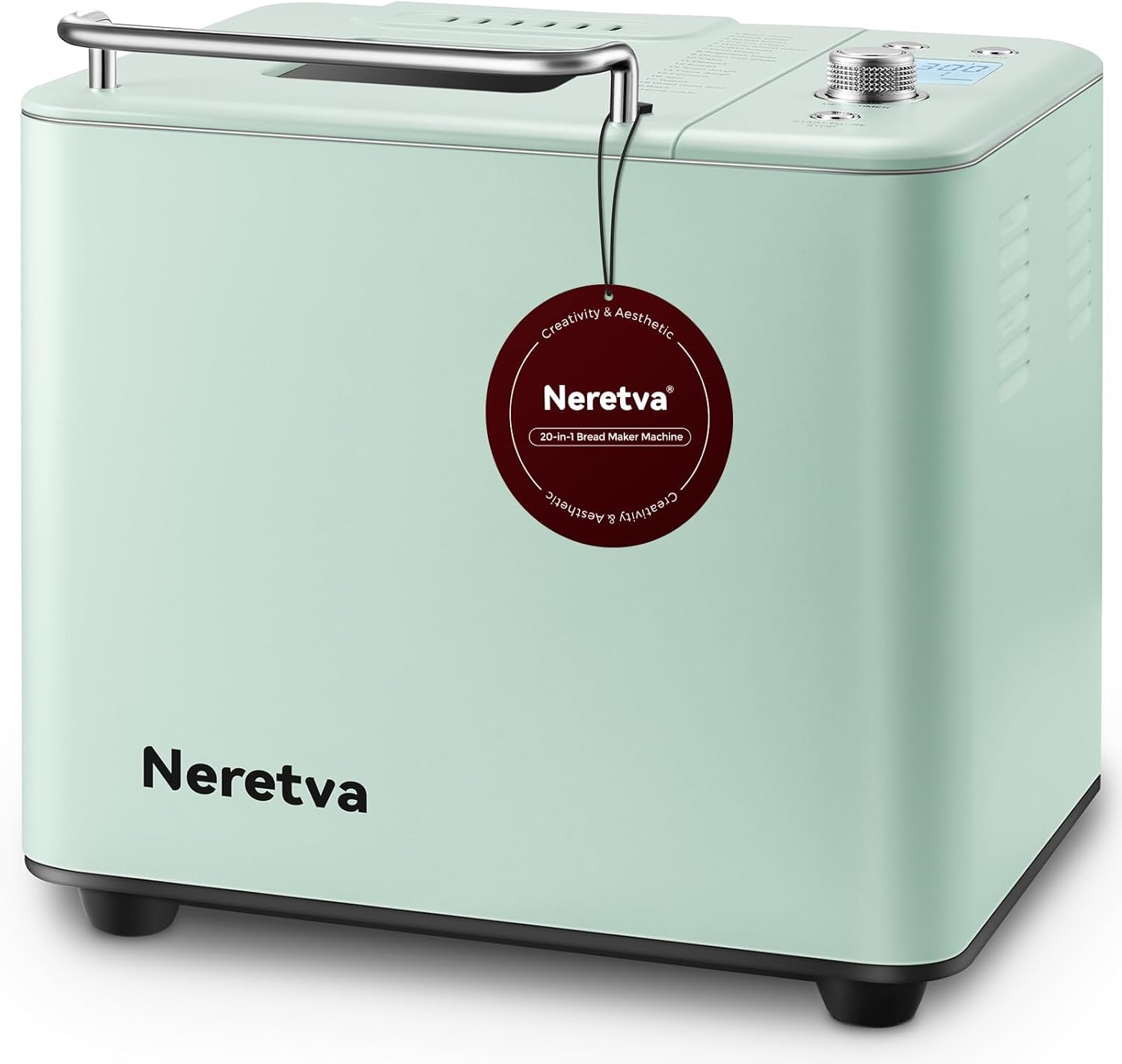 Neretva non-toxic bread machine in mint green with 20-in-1 smart baking features.