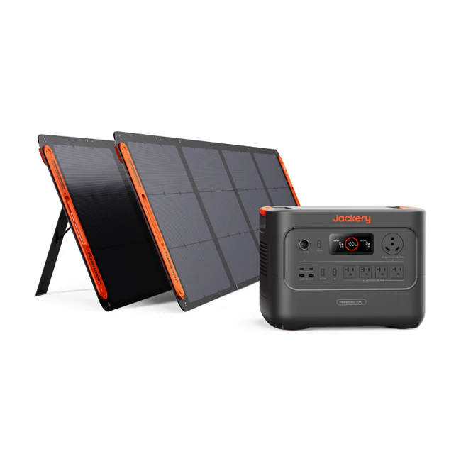 Jackery solar generator with foldable solar panels, perfect for reliable home emergency power backup.