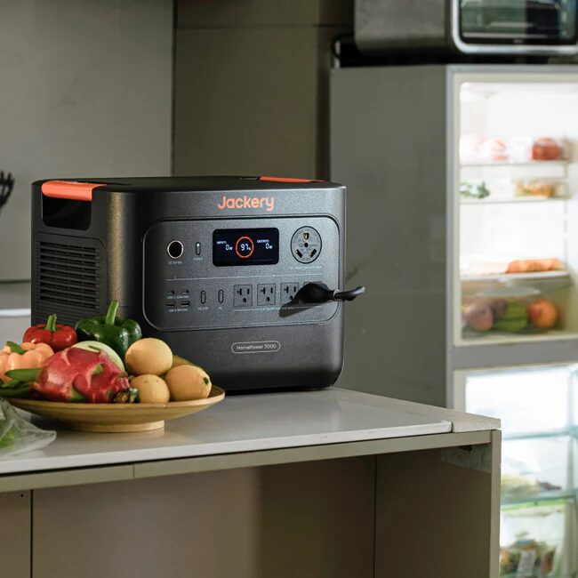 A Jackery solar generator in a kitchen
