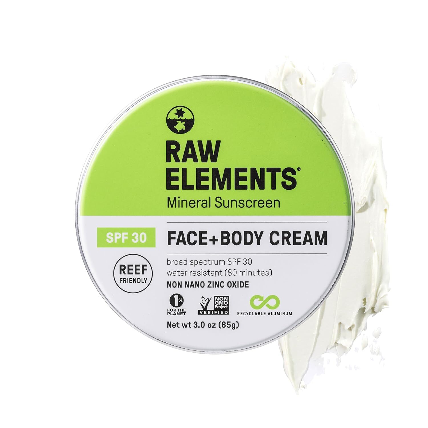 Raw Elements best mineral sunscreen in plastic-free tin container
Ask ChatGPT